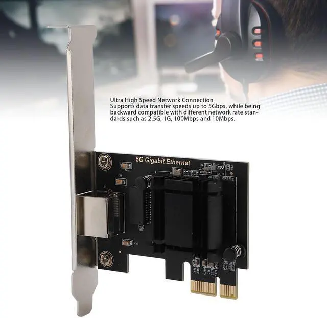 Alt view image 2 of 7 - 5Gbps PCIe Network Card, PCI Express x1 3.1 to RJ45 Ethernet Adapter Network Interface Card with PXE Boot, for Win 10 11 Linux PC