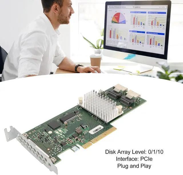Alt view image 2 of 7 - High Speed Transmission, 2 SAS Interfaces, Flexible Array Configuration, PCIe Interface, High PerformanceController Card 6Gbps 2 SAS SSF 8087 for Computer Disk