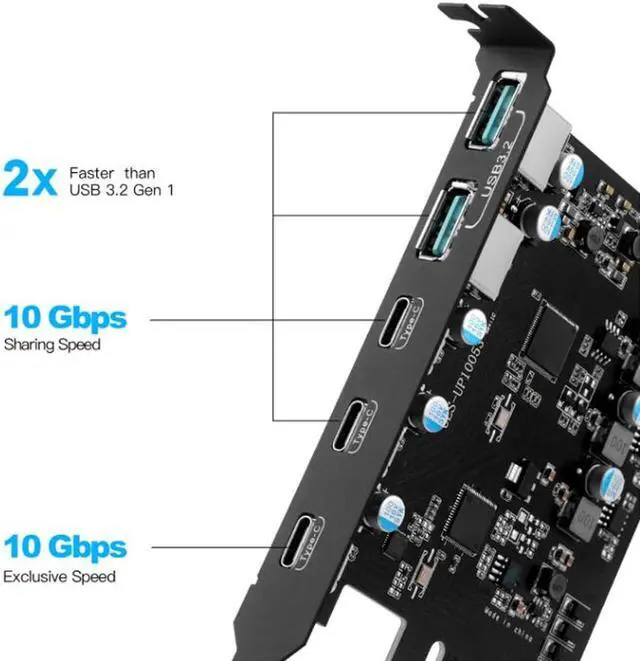 Alt view image 4 of 7 - PCIe to Type C Expansion Card, 20Gbps USB3.2, 4 Power Ports, for Desktop Computer, Universal PCIe Interface,7 8 10, OS X 10.8.2
