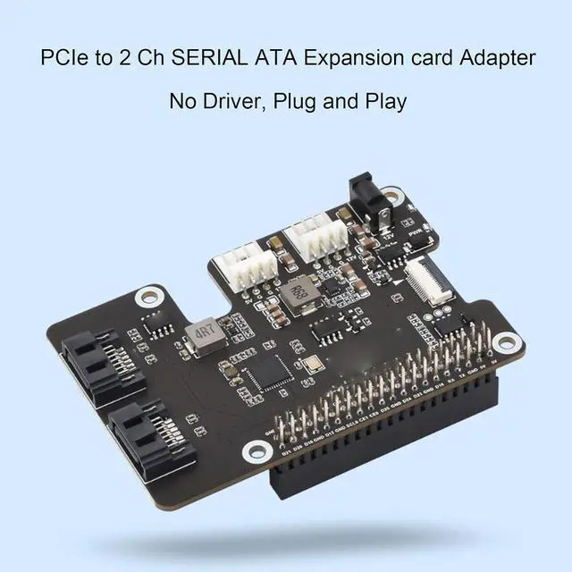 Alt view image 6 of 7 - PCIe to 2Ch SATA Adapter, Onboard Dual LED Indicators and EEPROM, Compatible with SATA Hard Drive Protocol Compatible with RPi 5