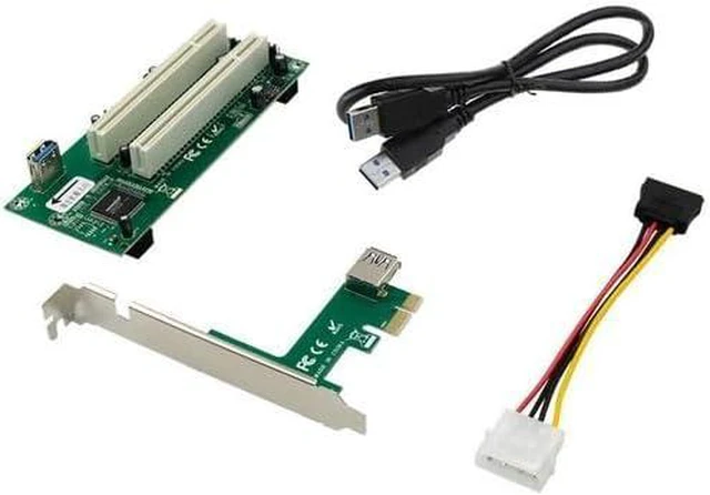 Alt view image 6 of 6 - PCIe x1 to Dual 32-bit PCI Expansion Card USB 3.1 Enabled, External Power, Flat Cable, Compatible with Tax/Sound/Video Cards