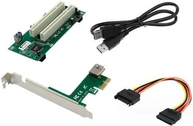 Main image of PCIe x1 to Dual 32-bit PCI Expansion Card USB 3.1 Enabled, External Power, Flat Cable, Compatible with Tax/Sound/Video Cards