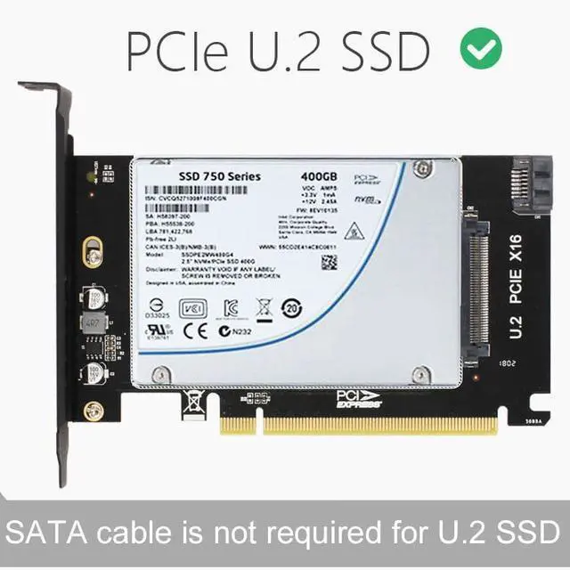 Alt view image 5 of 7 - U.2 to PCIe Adapter SFF-8639 NVMe/SATA SSD Converter Board for PCIe x16 Slot, Full-Speed Gen3, No Driver Needed