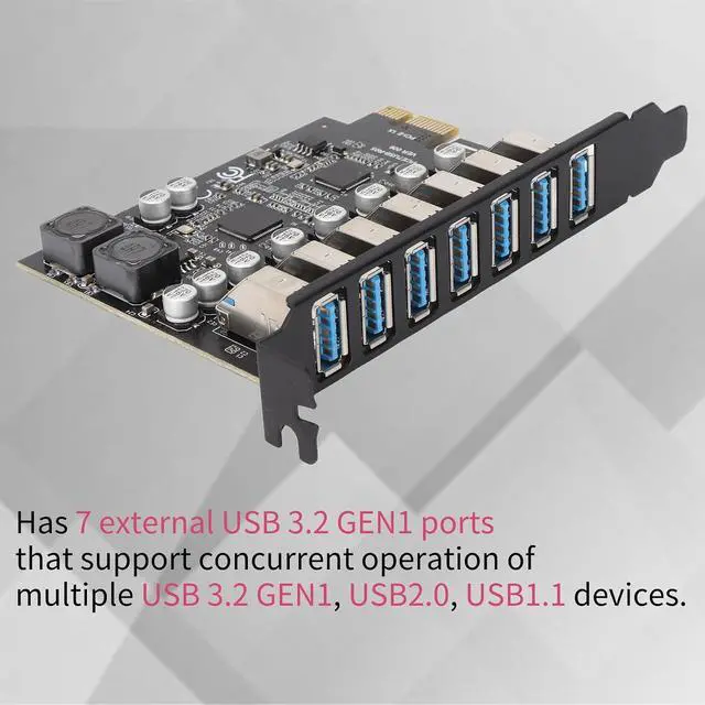 Alt view image 7 of 7 - PCIE to USB 7 Port Expansion Card, PCI Express USB Add in Card, Internal USB 7 Port Front Expansion Card for 7 8 10 11
