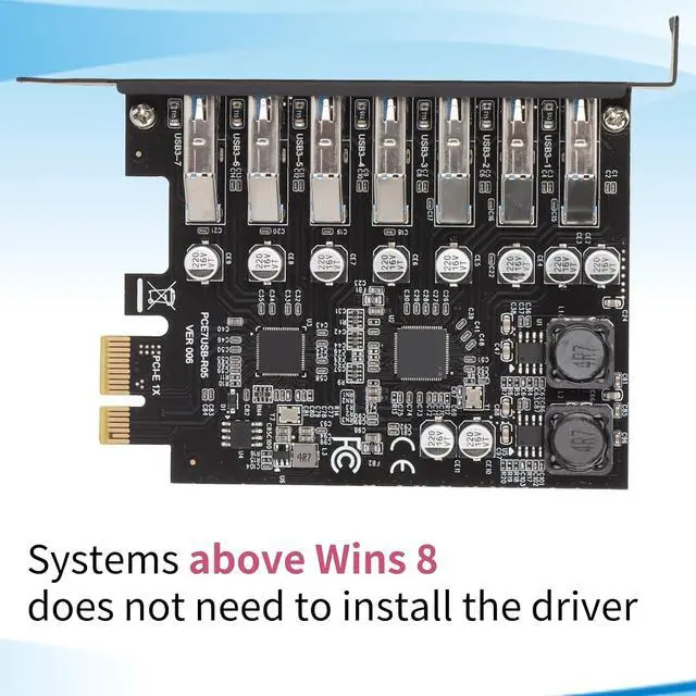 Alt view image 3 of 7 - PCIE to USB 7 Port Expansion Card, PCI Express USB Add in Card, Internal USB 7 Port Front Expansion Card for 7 8 10 11