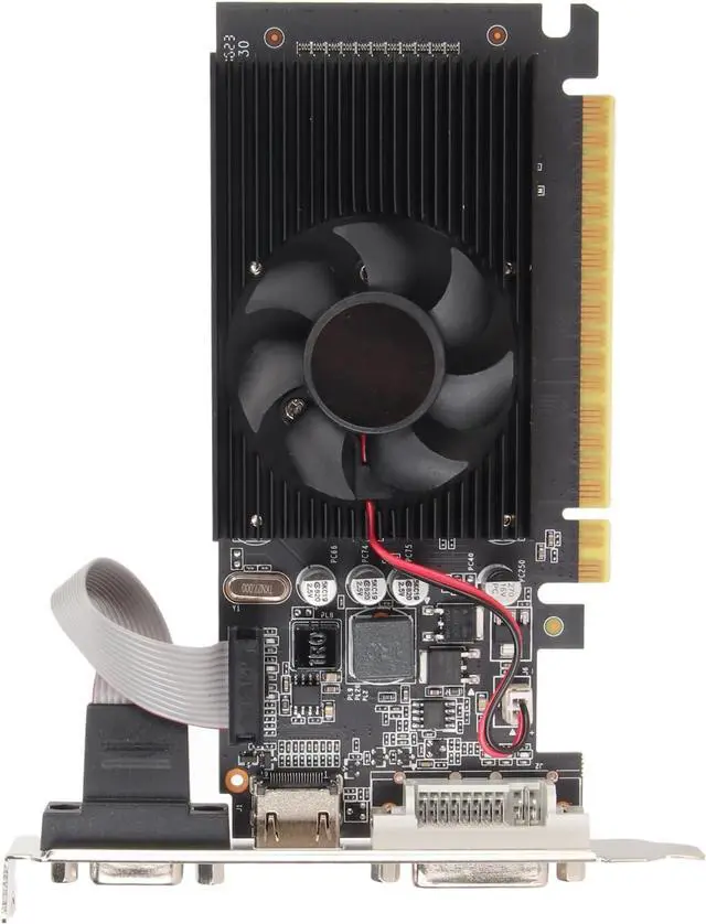 Alt view image 3 of 7 - GT610 Graphics Card, 2GB 64bit GDDR3 Video Card with Cooling Fan for Desktop Computer, PCI Express x16 Interface, HDMI DVI VGA Output Ports