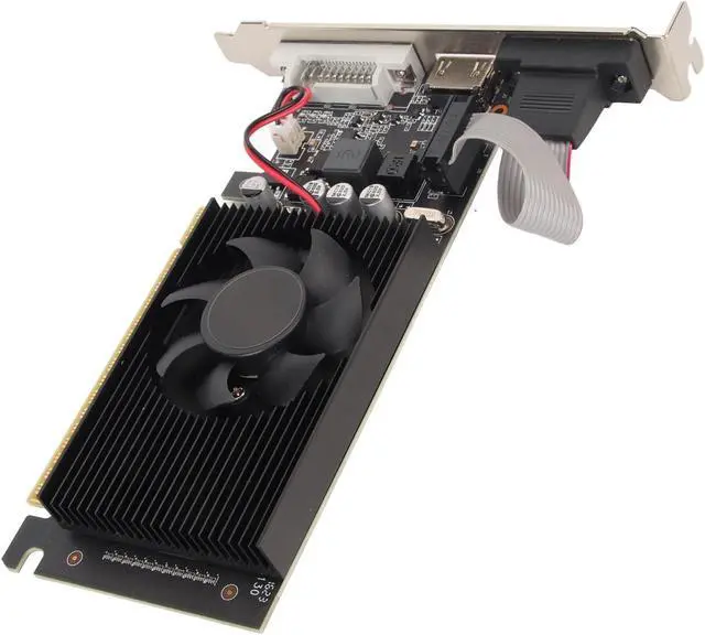 Alt view image 7 of 7 - GT610 Graphics Card, 2GB 64bit GDDR3 Video Card with Cooling Fan for Desktop Computer, PCI Express x16 Interface, HDMI DVI VGA Output Ports