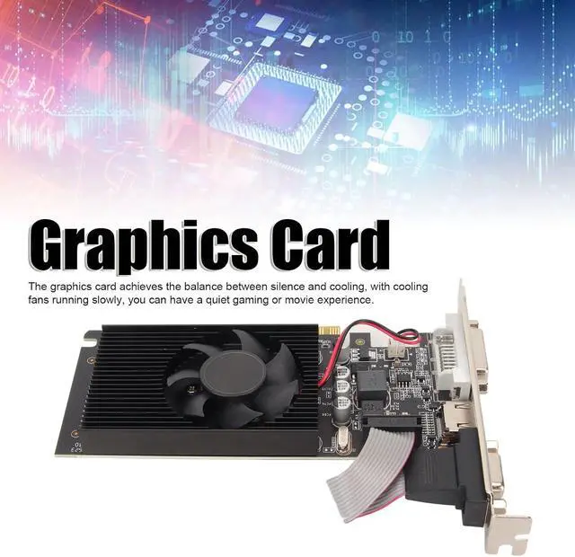 Alt view image 5 of 7 - GT610 Graphics Card, 2GB 64bit GDDR3 Video Card with Cooling Fan for Desktop Computer, PCI Express x16 Interface, HDMI DVI VGA Output Ports