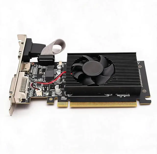 Alt view image 4 of 7 - GT610 Graphics Card, 2GB 64bit GDDR3 Video Card with Cooling Fan for Desktop Computer, PCI Express x16 Interface, HDMI DVI VGA Output Ports