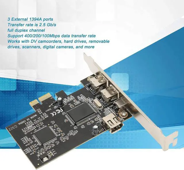Alt view image 5 of 7 - PCIE Card, PCI Ex1 to External IEEE 1394 Adapter Controller 4 Ports (2 x 6 Pin and 1 x 4 Pin) with Low Bracket for for Server 2003,Vista 7
