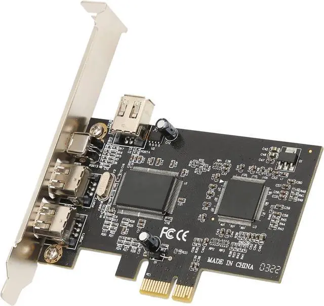 Main image of PCIE Card, PCI Ex1 to External IEEE 1394 Adapter Controller 4 Ports (2 x 6 Pin and 1 x 4 Pin) with Low Bracket for for Server 2003,Vista 7