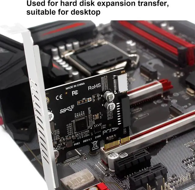 Alt view image 7 of 7 - Hard Disk Expansion Transfer PCIE 1x to USB 3.1 Adapter Card, Connector 1: USB 3.0 20Pin Socket, Connector 2: USB 3.1 20Pin Front Panel Connector