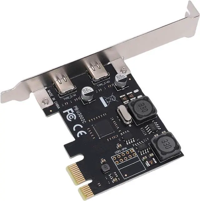 Main image of 5Gbps PCIe to Type C Expansion Card, 2 Port PCIe USB 3.0 Expansion Card for Wins 7, 8, 10, PCIe X1 Interface for PCIE X1, X2, X4, X8, X16