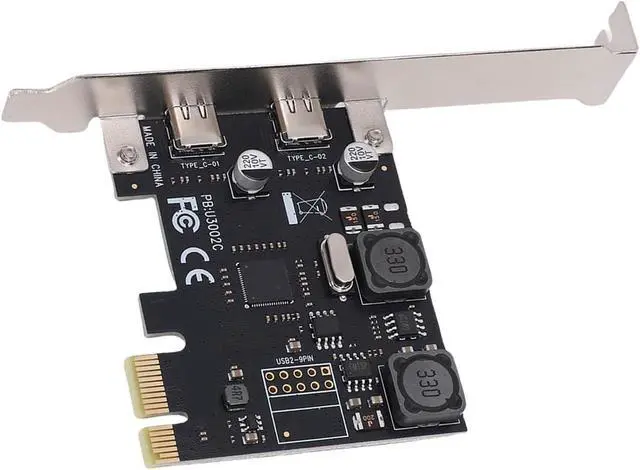 Alt view image 6 of 7 - 5Gbps PCIe to Type C Expansion Card, 2 Port PCIe USB 3.0 Expansion Card for Wins 7, 8, 10, PCIe X1 Interface for PCIE X1, X2, X4, X8, X16