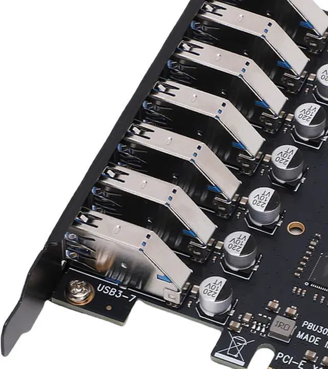 Alt view image 2 of 7 - PCIE USB 3.0 Card 7 Ports PCI E to USB Expansion Card, 5Gbps PCIe USB Hub Controller Adapter for Wins 11/10/8/7