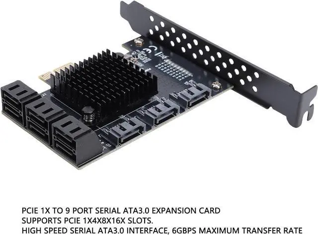 Alt view image 5 of 7 - 1X PCIE Expansion Card for 9-Port Serial ATA3.0 SSD PCIE3.0 GEN3 6Gbps Serial ATA3.0 Adapter Card for Fast Data Transfer and Support