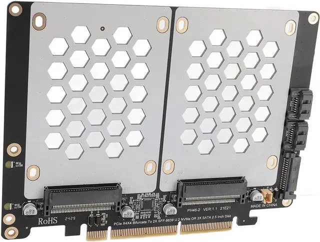 Alt view image 3 of 6 - PCIE 4.0 U.2 Dual SSD Adapter Card with Fast Transmission for High Speed Data Transfer for Professional Users and PC Enthusiasts PCIE4.0 for