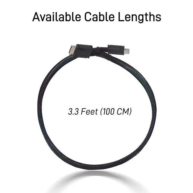 Alt view image 3 of 4 - Cable PCIe 4.0 SFF-8611 4i Male Extension Cable for Oculink eGPU onexGPU Mini PC SSD, 3.3 feet (100 cm)