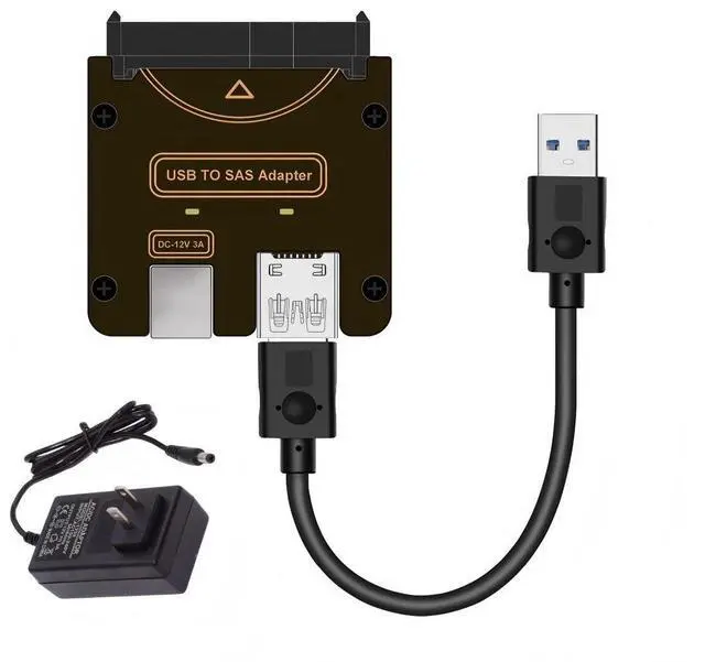 Main image of USB 3.0 to SAS Adapter for 2.5/3.5" SFF-8482 SAS Hard Disks to USB Converter Adapter with Power Supply (Need Power Supply to Work)