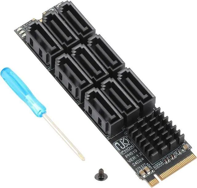 Alt view image 4 of 6 - M.2 to SATA 3.0 Adapter, M.2 M Key PCIE to 9-Port SATA Expansion Card 6Gbps with Chipset ASM1166 and LED Indicators