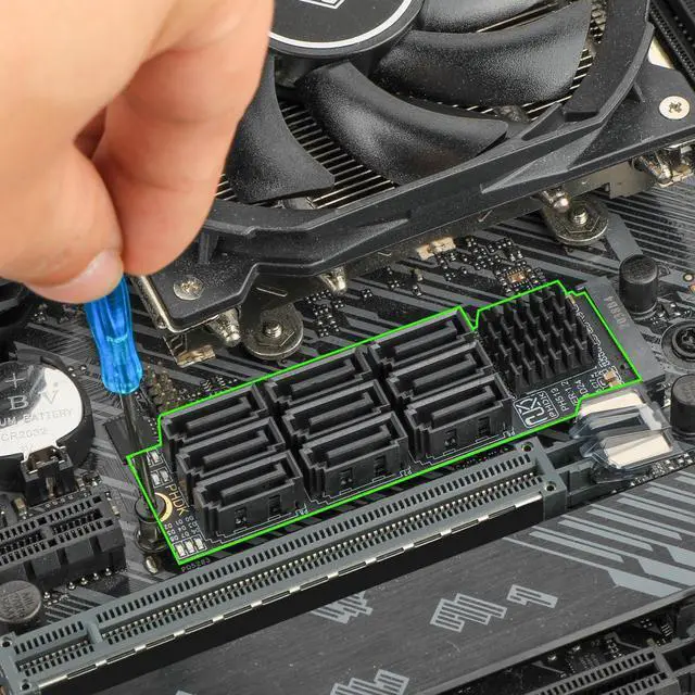 Alt view image 6 of 6 - M.2 to SATA 3.0 Adapter, M.2 M Key PCIE to 9-Port SATA Expansion Card 6Gbps with Chipset ASM1166 and LED Indicators