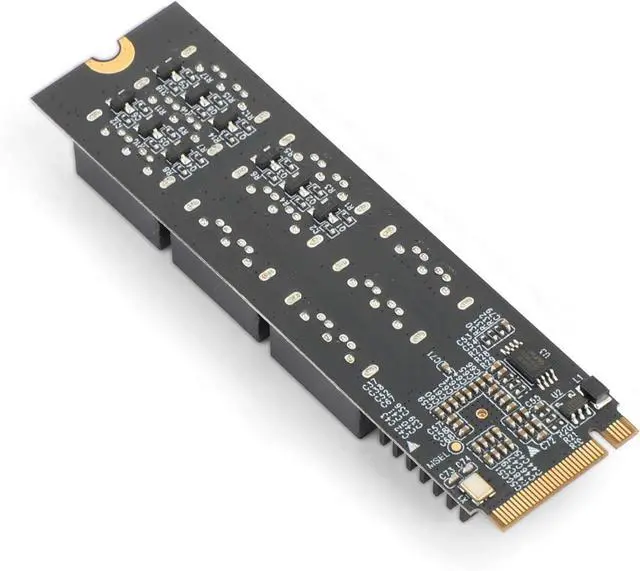 Alt view image 2 of 6 - M.2 to SATA 3.0 Adapter, M.2 M Key PCIE to 9-Port SATA Expansion Card 6Gbps with Chipset ASM1166 and LED Indicators