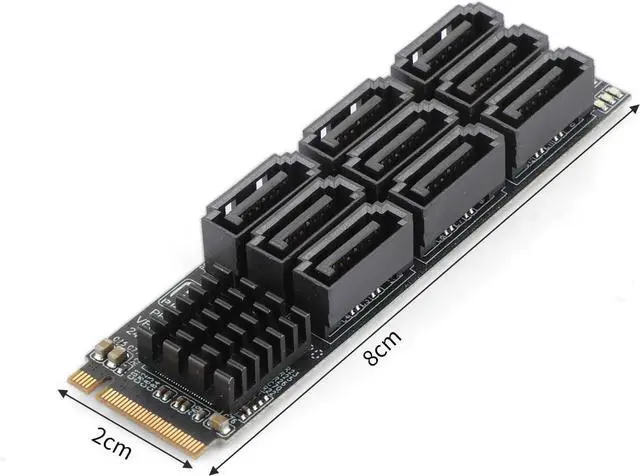 Alt view image 5 of 6 - M.2 to SATA 3.0 Adapter, M.2 M Key PCIE to 9-Port SATA Expansion Card 6Gbps with Chipset ASM1166 and LED Indicators