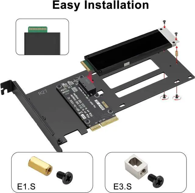 Alt view image 6 of 6 - PCIe 5.0 x4 to E1.S / E3.S SSD Adapter Card, Support EDSFF SFF-TA-1002 Hard Drive, PCIe 5.0/4.0/3.0 Back Compatible, Full-Height Bracket Included