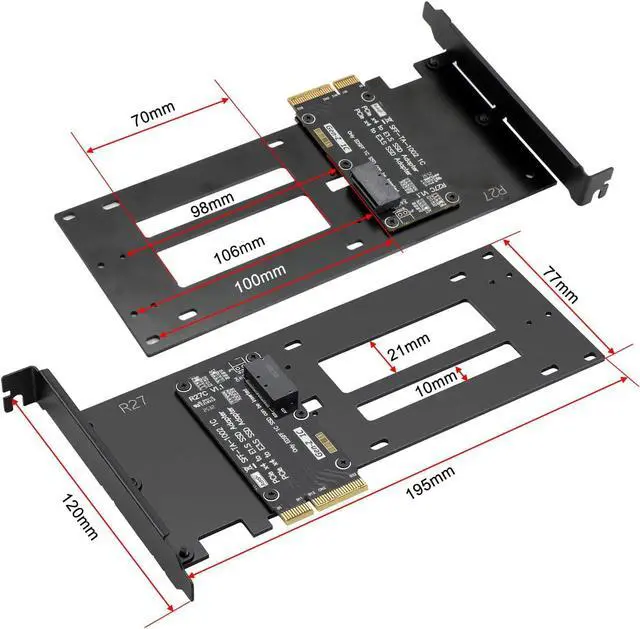 Alt view image 4 of 6 - PCIe 5.0 x4 to E1.S / E3.S SSD Adapter Card, Support EDSFF SFF-TA-1002 Hard Drive, PCIe 5.0/4.0/3.0 Back Compatible, Full-Height Bracket Included