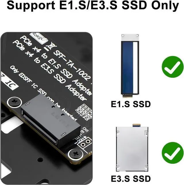 Alt view image 2 of 6 - PCIe 5.0 x4 to E1.S / E3.S SSD Adapter Card, Support EDSFF SFF-TA-1002 Hard Drive, PCIe 5.0/4.0/3.0 Back Compatible, Full-Height Bracket Included