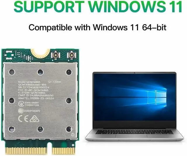 Alt view image 4 of 5 - WiFi 7 QCNCM865 M.2 Key E WiFi Card BT5.3 Tri-Band Network Card 5800Mbps M.2 Wireless Adapter for AMD Motherboards Win 11 Only