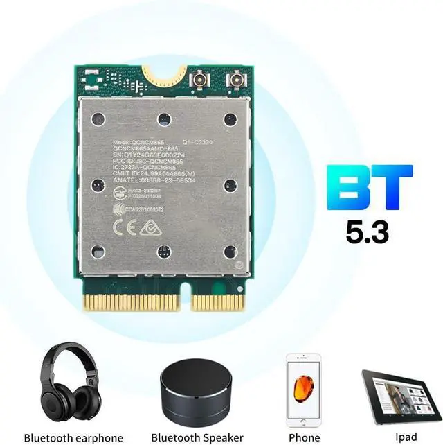 Alt view image 2 of 5 - WiFi 7 QCNCM865 M.2 Key E WiFi Card BT5.3 Tri-Band Network Card 5800Mbps M.2 Wireless Adapter for AMD Motherboards Win 11 Only