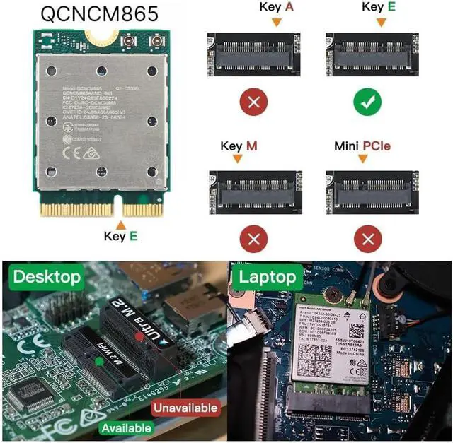 Alt view image 5 of 5 - WiFi 7 QCNCM865 M.2 Key E WiFi Card BT5.3 Tri-Band Network Card 5800Mbps M.2 Wireless Adapter for AMD Motherboards Win 11 Only
