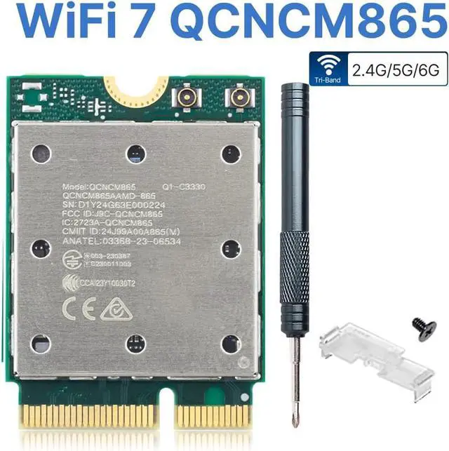 Alt view image 3 of 5 - WiFi 7 QCNCM865 M.2 Key E WiFi Card BT5.3 Tri-Band Network Card 5800Mbps M.2 Wireless Adapter for AMD Motherboards Win 11 Only