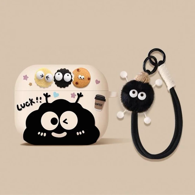 Main image of Cute 3D Bow Earphone Case Compatible with Apple AirPods 4 / Pro 3 / Pro 2 / Pro / 3 / 2 / 1, Clear Shockproof Protective Cover with Ring Lanyard, Pink Coal balls with coal ball hangers