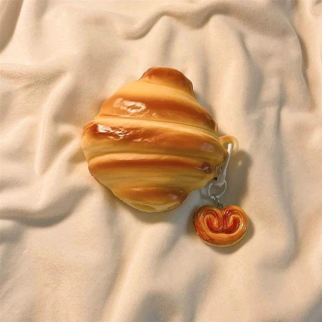 Main image of Cute 3D Croissant Bread Shape Earphone Case Compatible with Apple AirPods 4 / 3 / 2 / 1 / Pro / Pro 2 / Pro 3 Protective Cover