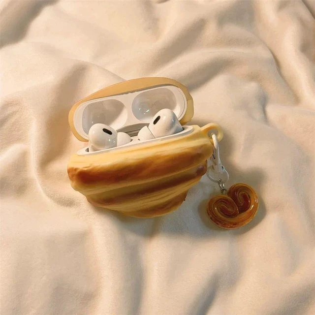 Alt view image 2 of 3 - Cute 3D Croissant Bread Shape Earphone Case Compatible with Apple AirPods 4 / 3 / 2 / 1 / Pro / Pro 2 / Pro 3 Protective Cover