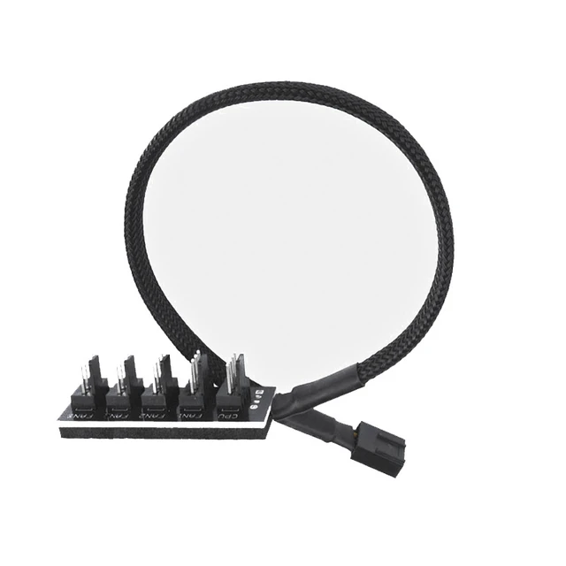 Alt view image 5 of 6 - 4-Pin PWM Fan Hub Splitter, 1-to-5 Computer Fan Extension Cable, Braided Wire HUB