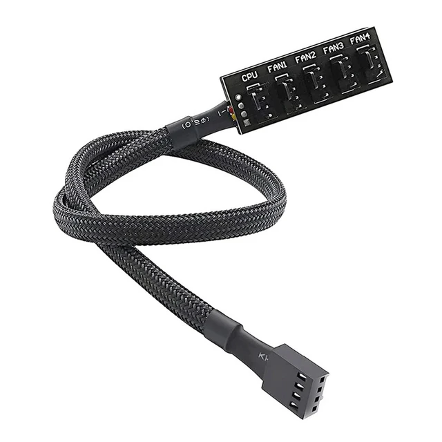 Alt view image 6 of 6 - 4-Pin PWM Fan Hub Splitter, 1-to-5 Computer Fan Extension Cable, Braided Wire HUB