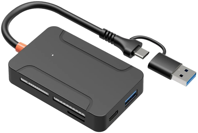 Main image of 8-in-1 USB Type-C Card Reader Hub with USB 3.0 Ports SD/TF/MS/CF Memory Card Reader Docking Station for Laptop PC, Aluminum Multi-Port Adapter with Read/Write Support