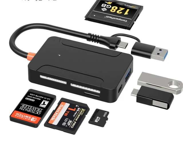 Alt view image 2 of 3 - 8-in-1 USB Type-C Card Reader Hub with USB 3.0 Ports SD/TF/MS/CF Memory Card Reader Docking Station for Laptop PC, Aluminum Multi-Port Adapter with Read/Write Support