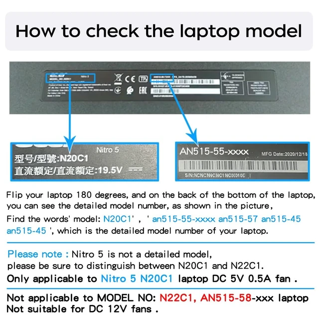 Alt view image 4 of 5 - New Replacement Cooling Fans for Acer Nitro 5 (2020) N20C1 AN515-55 AN515-45 AN517-52 AN517-41 AN515-56 -57 AN515-57-55RY AN515-55-50V2 AN515-55-72ST AN515-55-75BM AN515-55-59TA AN515-45-R7WA Laptop