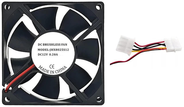 Alt view image 5 of 6 - DC 12V 0.20A 80mm x 80mm x 25mm 8025 Brushless Cooling Fan 4Pin 2Wire JHX8025S12 for PC Case, Power Supply, Inverter, Electrical Cabinet-4PCS