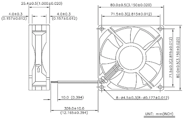 Alt view image 6 of 6 - DC 12V 0.20A 80mm x 80mm x 25mm 8025 Brushless Cooling Fan 4Pin 2Wire JHX8025S12 for PC Case, Power Supply, Inverter, Electrical Cabinet-4PCS
