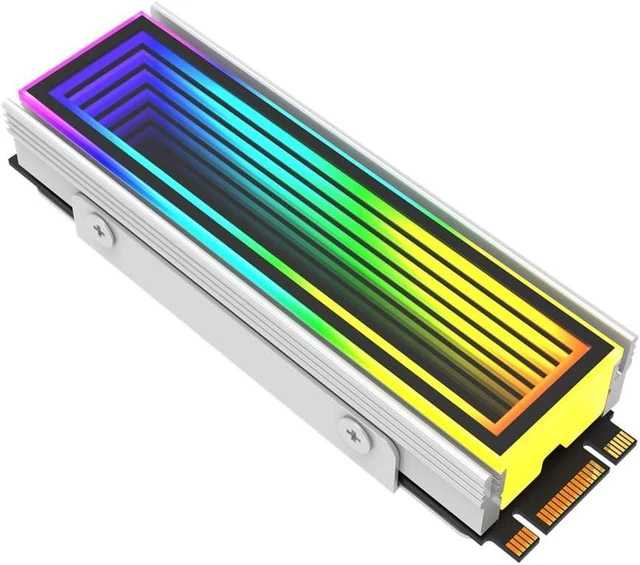 Main image of M.2 2280 ARGB Hard Drive Heatsink Cooling M2.2280 SSD Cooler 5V 3Pin Addressable RGB Sync Multi Mainboard Efficient Heat Dissipation SSD Radiator with Thermal Pad(White)