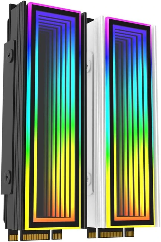 Alt view image 7 of 7 - M.2 2280 ARGB Hard Drive Heatsink Cooling M2.2280 SSD Cooler 5V 3Pin Addressable RGB Sync Multi Mainboard Efficient Heat Dissipation SSD Radiator with Thermal Pad(White)