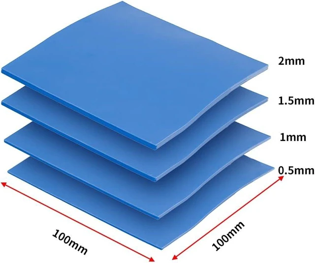 Alt view image 2 of 5 - 4 Pack Thermal Pad,100x100mm 0.5mm 1mm 1.5mm 2mm Highly Efficient Thermal Conductivity 6.0 W/mK,Heat Resistant Silicone Thermal Pads for Laptop Heatsink CPU GPU SSD IC LED Cooler