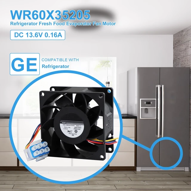 Alt view image 6 of 7 - WR60X35205 Refrigerator Fresh Food Evaporator Fan Motor Compatible with GE
Replaces WR60X29099 WR60X24723 WR60X20880 WR60X26281, Replacement Refrigerator Fan Motor, DC 13.6V 0.16A, Stable Operation
