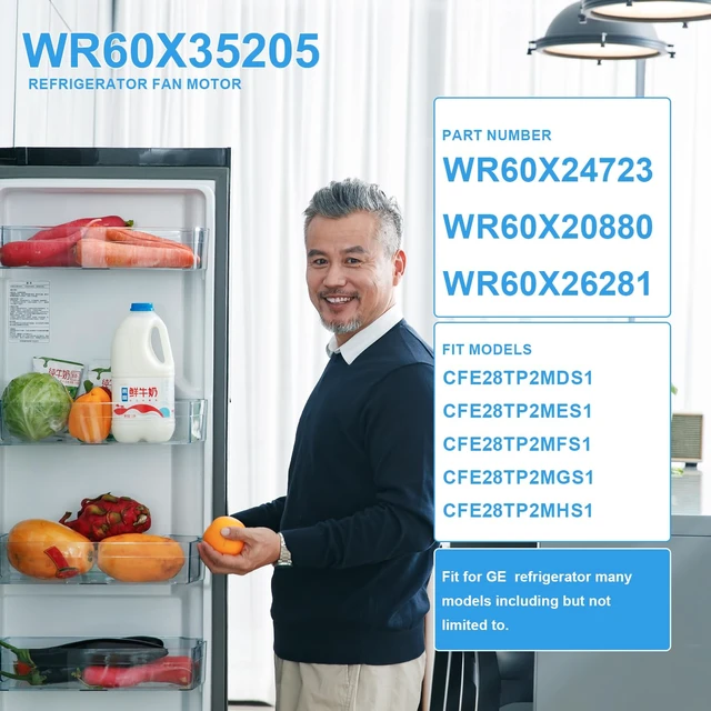 Alt view image 5 of 7 - WR60X35205 Refrigerator Fresh Food Evaporator Fan Motor Compatible with GE
Replaces WR60X29099 WR60X24723 WR60X20880 WR60X26281, Replacement Refrigerator Fan Motor, DC 13.6V 0.16A, Stable Operation