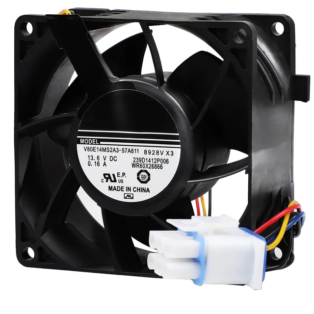 Alt view image 6 of 7 - WR60X26866 Evaporator Fan Motor for ge Refrigerator V80E14MS2A3-57A611
Replaces WR60X29099 WR60X26030 WR60X26033 WR60X10356 WR60X10357 WR60X10341, Stable operation, Low noise, DC 13.6V (3 Blades)